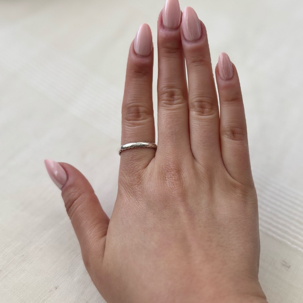 Vintage stamped 925 rope skinny band Silver Ring
